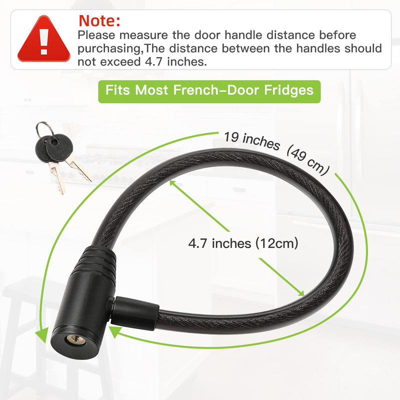 Fridge Lock, Refrigerator Lock with Keys, Childproof Lock for French Door Fridge and Cabinet 1 Pack