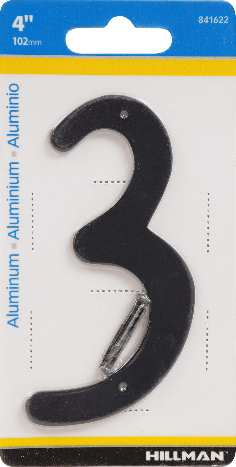 Hillman 841622 Black 4-Inch Nail Die Cast Aluminum, House Number 3 4 Inch #3