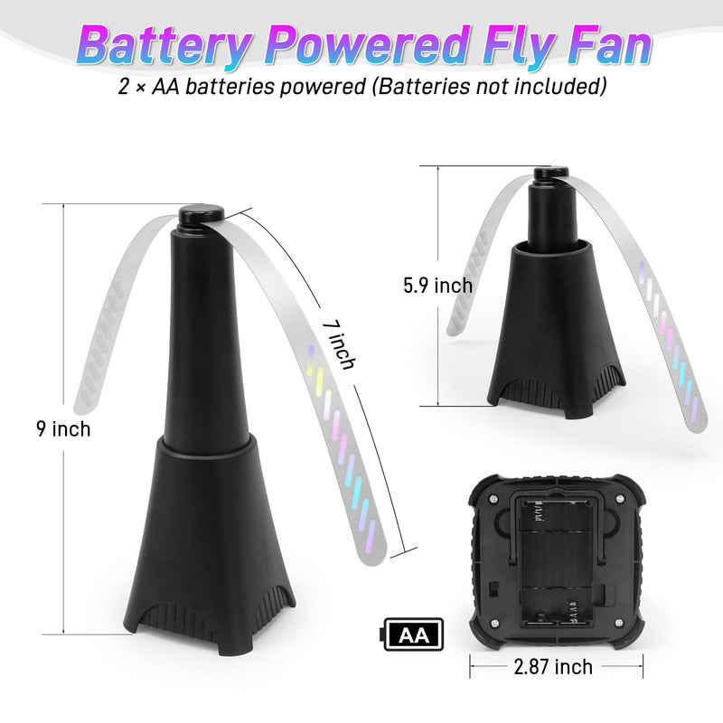 6 Packs Food Fans for Tables, AA Battery Powered, Portable Table Fans with Holographic Blades and Hook, Table Food Spinner Quiet for Picnic Home Party BBQ, Black