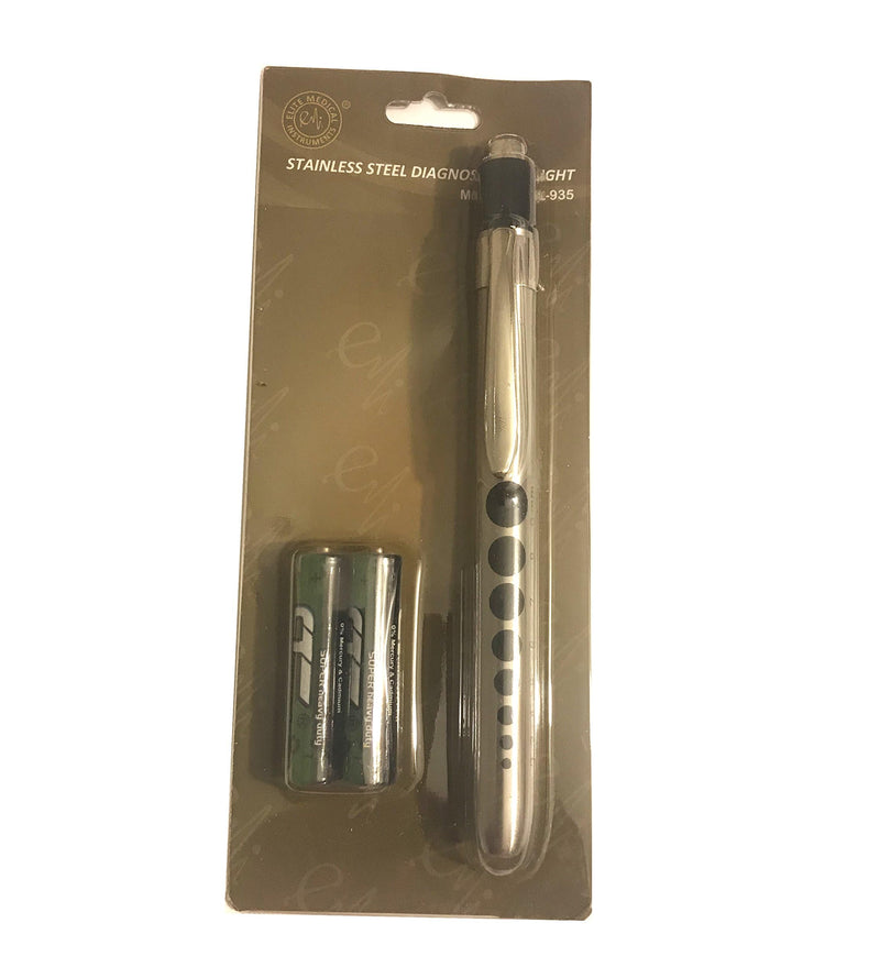 EMI Stainless Steel Diagnostic Medical Penlight with Pupil Gauge - Silver EPL-935 1