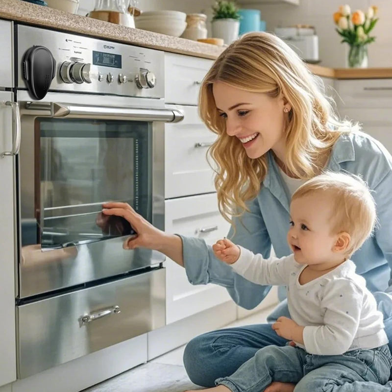 Oven Lock Child Safety (4 Pack), Kitchen Safety Oven Door Lock for Babies & Kids, Stove Child Proof, Childproof Oven Locks for Toddlers, Easy to Install, Upgrade Heat-Resistant Material (Black)