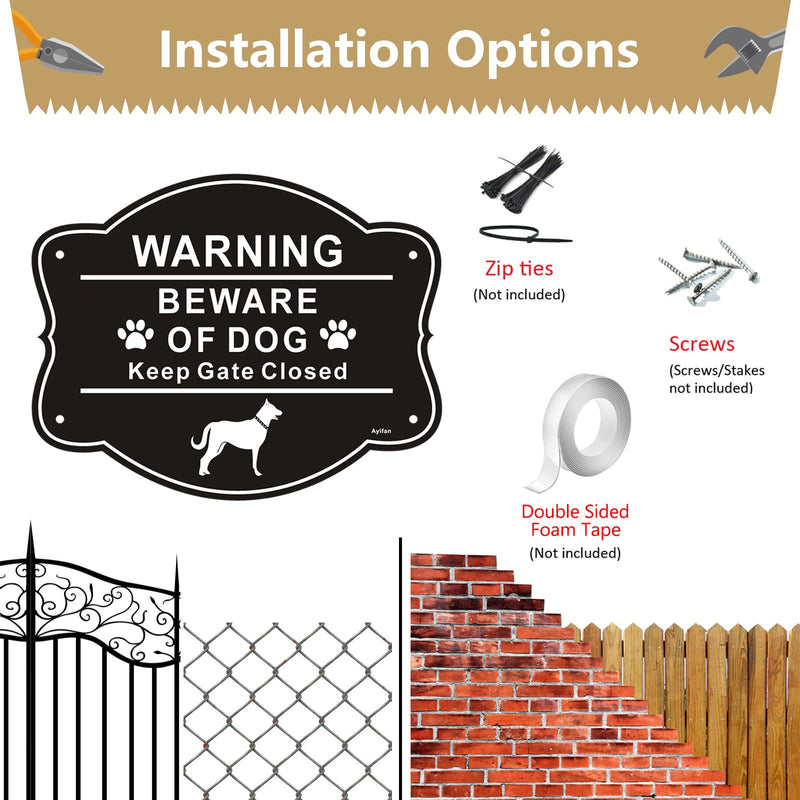 2 Pack Beware of Dog Signs for Fence,10 x 8 Inch Rust Free Aluminum Metal Yard Sign for Door or Gate, Fade Resistant, UV Protected, Weatherproof,Indoor and Outdoor Use,Easy Mounting black-beware of dog-2pack