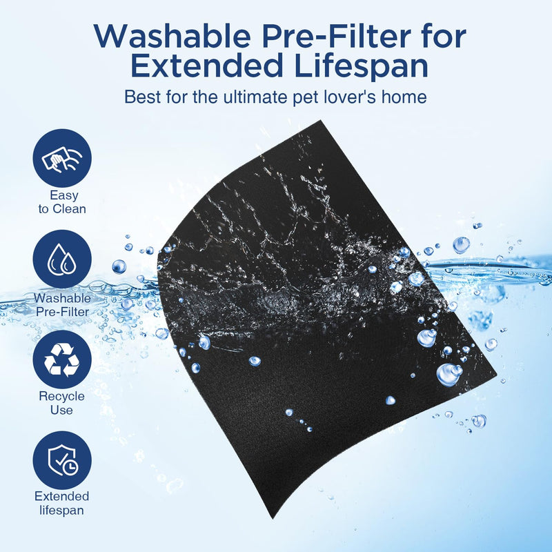 DBFIT AP-M1419 Pet Mode Genuine HEPA Washable Filter Replacement, H13 True HEPA Air Purifiers for Home Large Room up to 2590sq.ft, Removes Pollen Dander Smoke Pet Hair Dust, 2PACK