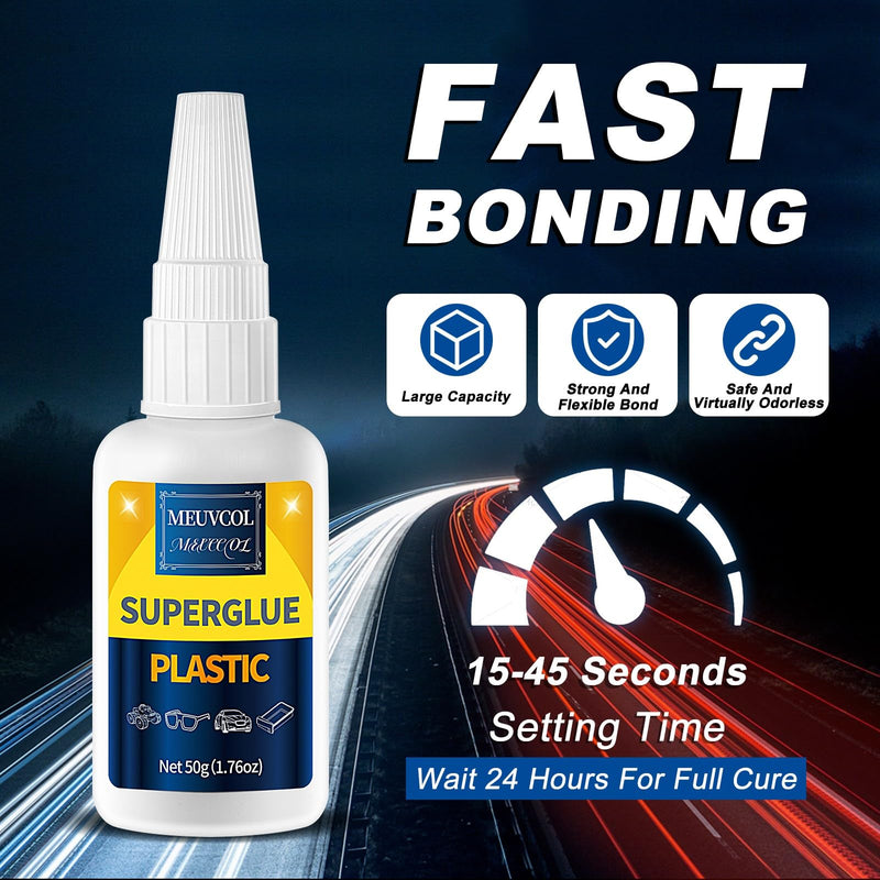 Super Glue for Plastic 100g, Heavy Duty Plastic Glue Model Kit for Legos and Miniature, Strongest Plastic Adhesive Bonder for PLA, 3D Print, Car, ABS, PVC, Acrylic, Craft, Best Plastic Glue