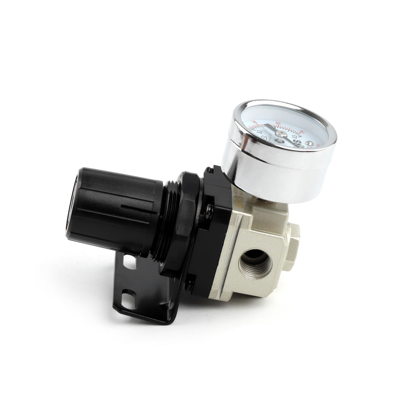 SNS Low Pressure Air Regulator Air Compressor Pressure Regulator With Bracket and Gauge Female Thread 1/4 NPT Adjustable AR2000-N02 (0-40 PSI)