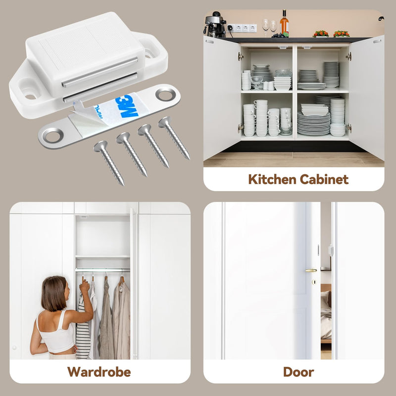 Cabinet Magnetic Catch Magnetic Cabinet Door Catch Magnetic Cabinet Latch for Kitchen Drawer Magnets to Stay Closed Magnetic Catch Closet for Drawer（White 6 Pack） White
