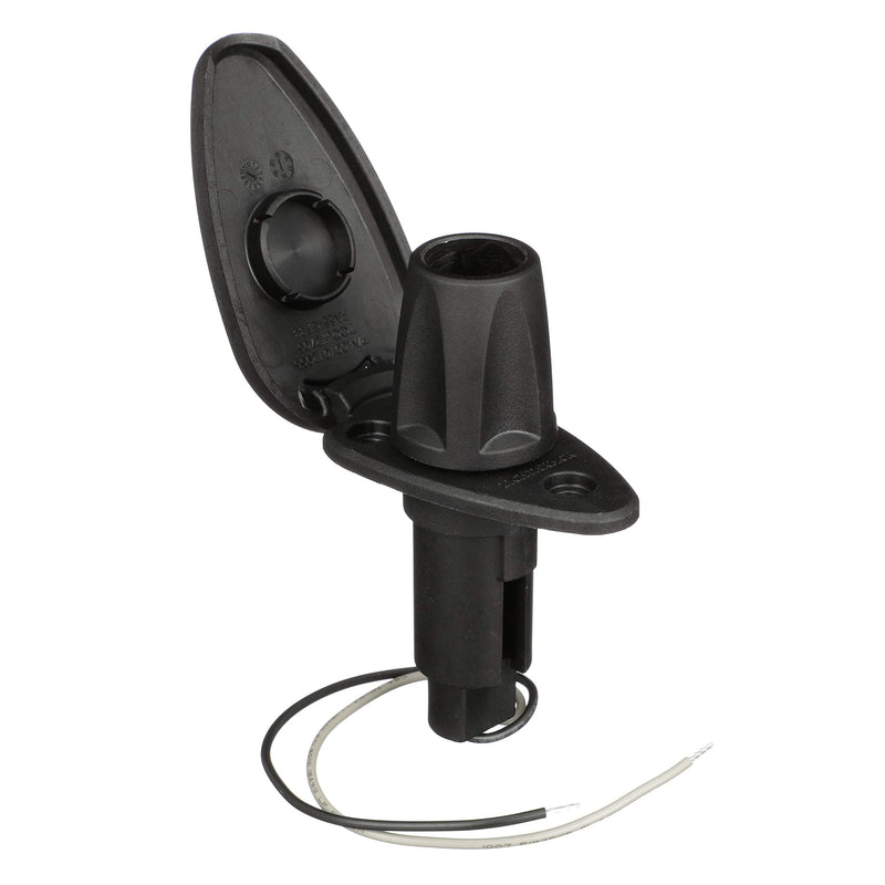 Attwood 910T2PB-7 LightArmor™ 910R Series Teardrop Plug-in Light Base — for All-Around Pole Light, 2-Pin, Black Composite Cover One size