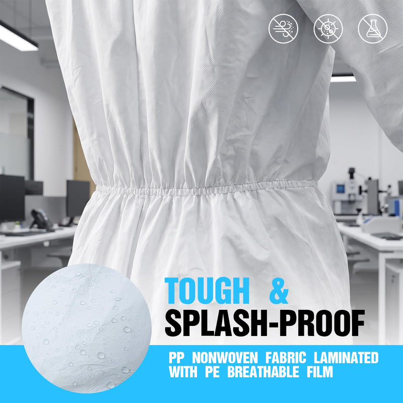 Disposable Hazmat Suit,with Hood & Boot Covers White Medium 2