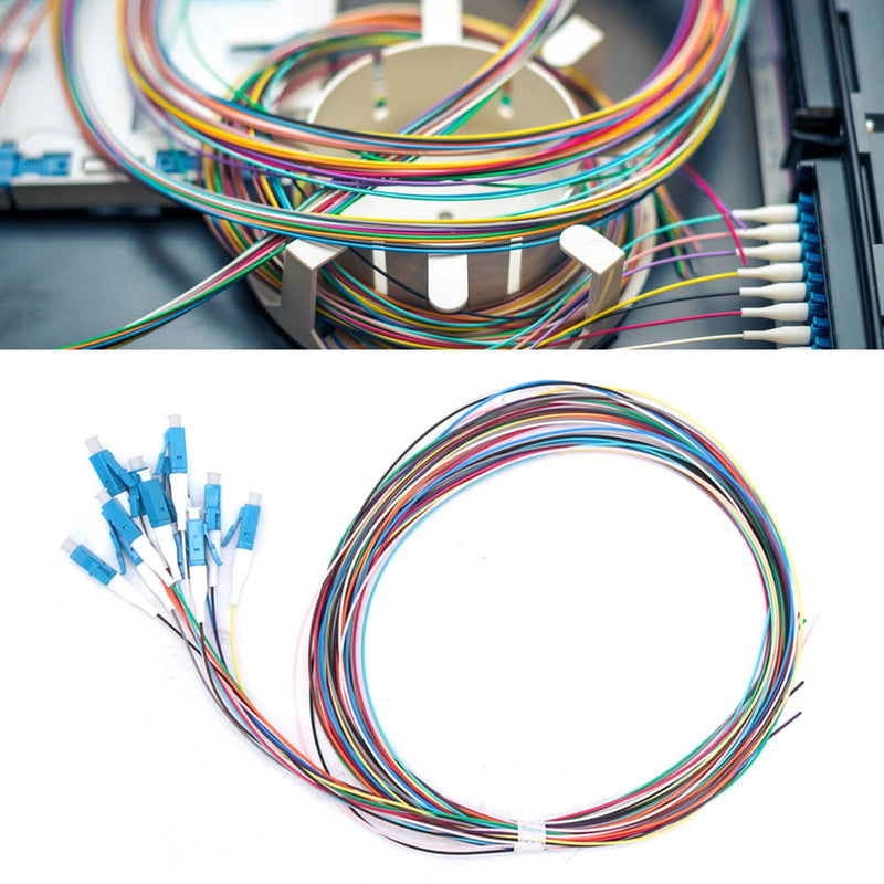 Garosa Fiber Optic Pigtail, 12 Strand Fiber Optic Pigtail LC/UPC Single Mode Low Insertion Loss with Ceramic Ferrule 1.5m for Optical Fiber LAN, Optical Fiber Communication System
