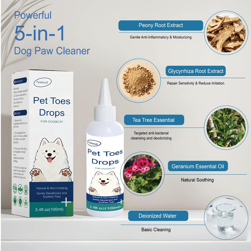 Dog Paw Cleaner – 3.4 OZ No-Rinse Dog Paw Washer, Plant-Based Formula, Deep Cleans Stains, Gentle Soothes & Moisturizes, Suitable for Puppies to Large Breeds, Puppy Essentials
