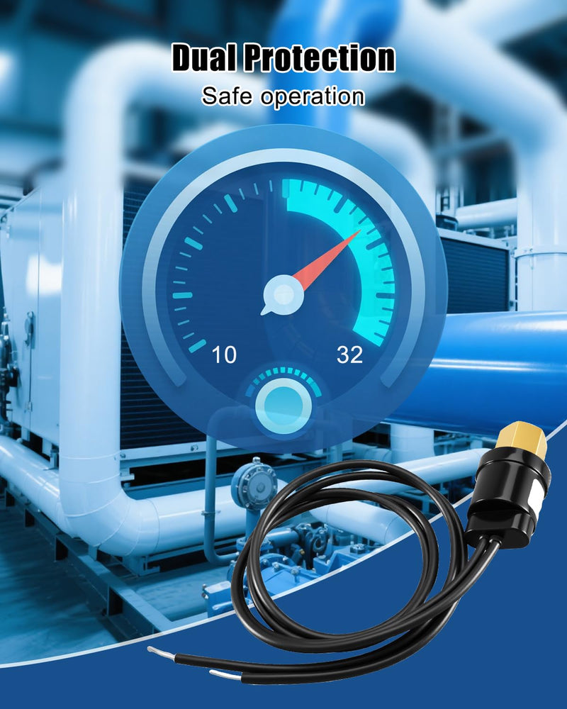 Low Pressure Switch Replace SLP1032 Open 10 PSI, Close 32 PSI | for Most HVAC Freezer Cold Storage Systems