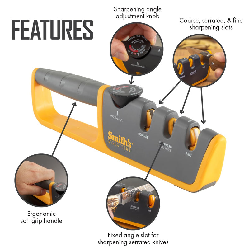 Smiths Adjustable Manual Knife Sharpener Gray/Yellow S-50264 50264