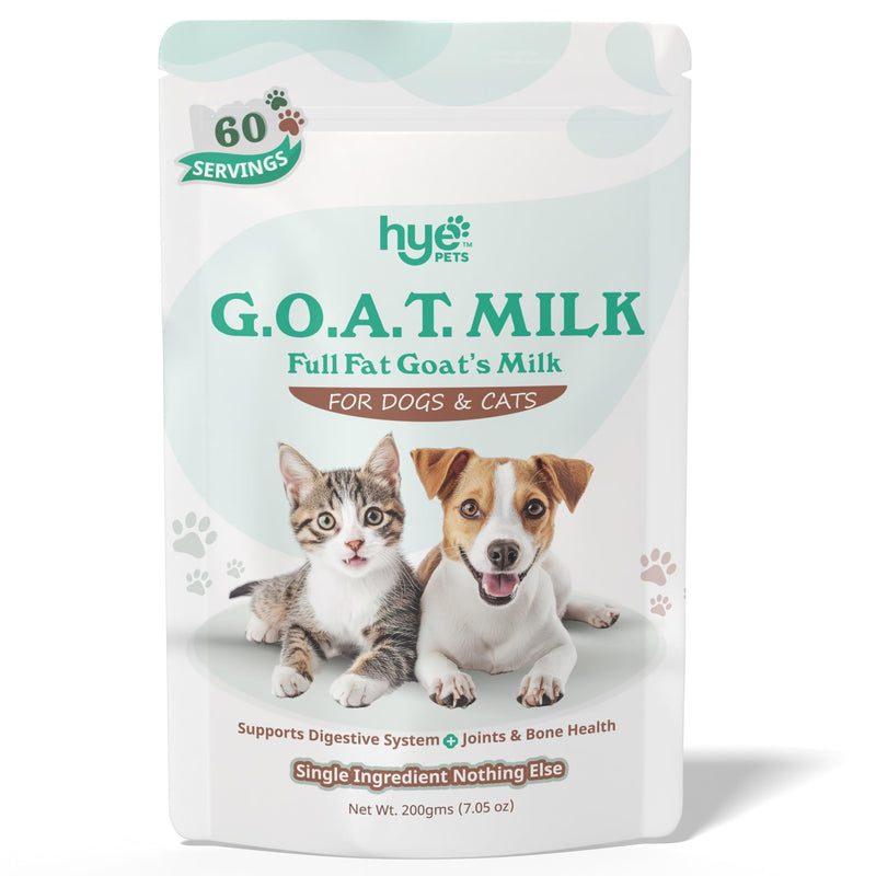HYE Pets Full Fat Goat Milk Powder for Dogs and Cats 200g 7.05 oz Dog Food Topper Meal Mixer
