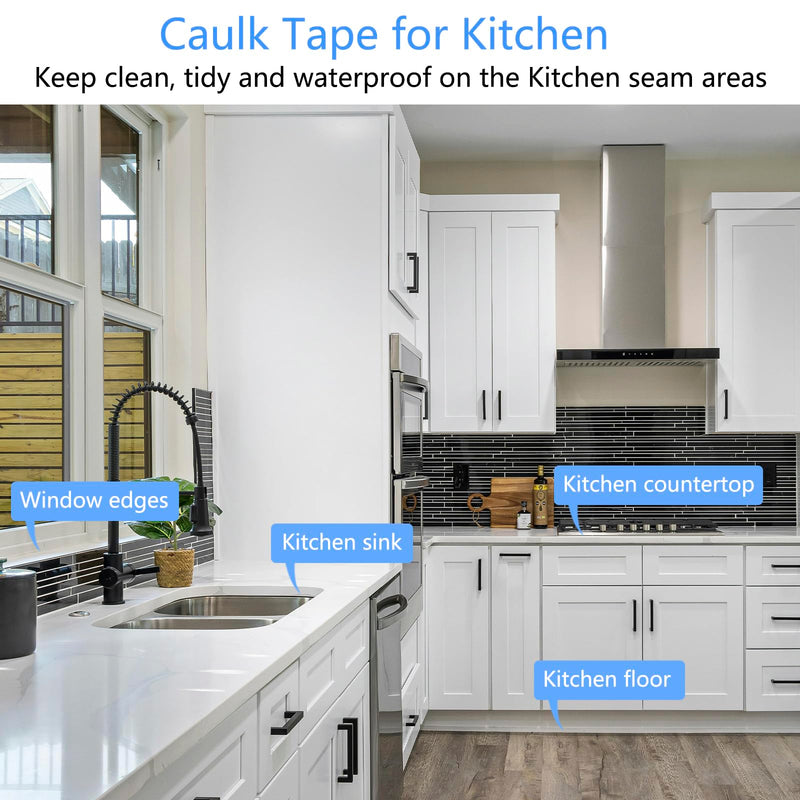 Caulk Tape Bath & Kitchen Caulking Tape Self Adhesive Waterproof, Toilet Caulk Sealant Tape, Bathtub Caulk Sealing Strip Tape for Bathroom Caulking Tape Shower Caulk Strip (1.5" x10.5Ft)