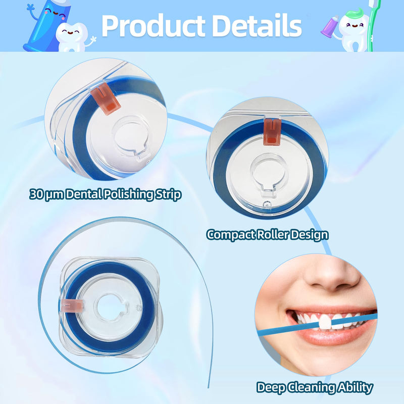 1-Pack 30μm Dental Polishing Strip, Teeth Grinding Sanding Tool, Fine Abrasive Grit, 0.16-Inch Width, 19.7 Feet Length, Deep Teeth Cleaning, Tooth Polish Strips, Oral Care