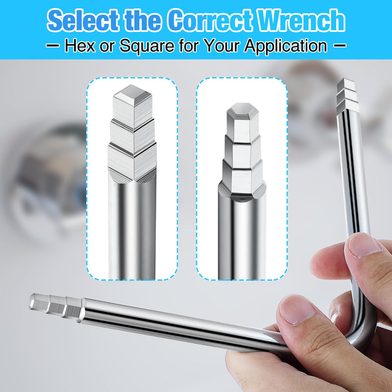 Enhon Faucet Seat Wrench, Compatible with Danco 80439 Faucet Removal Tool, For Use to Install Faucet Compression Seats, Hex or Square Steel Faucet Seats Tool, 2 Sided Wrench Configuration