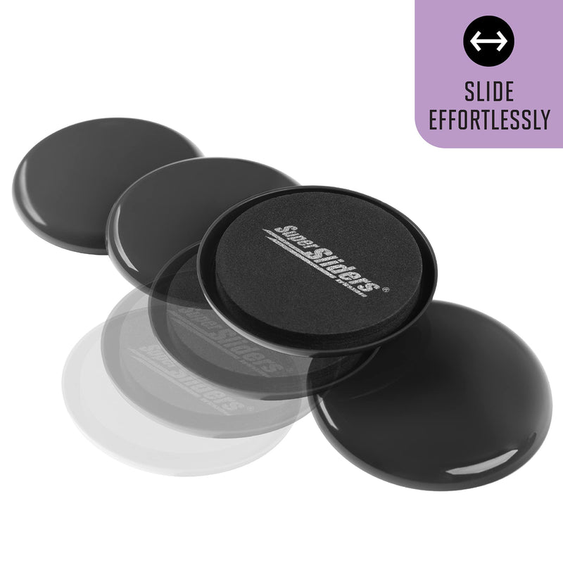 Super Sliders 3 1/2" Round Reusable Furniture Sliders for Carpet - Effortless Moving and Surface Protection, Black (4 Pack) 4 Count (Pack of 1)