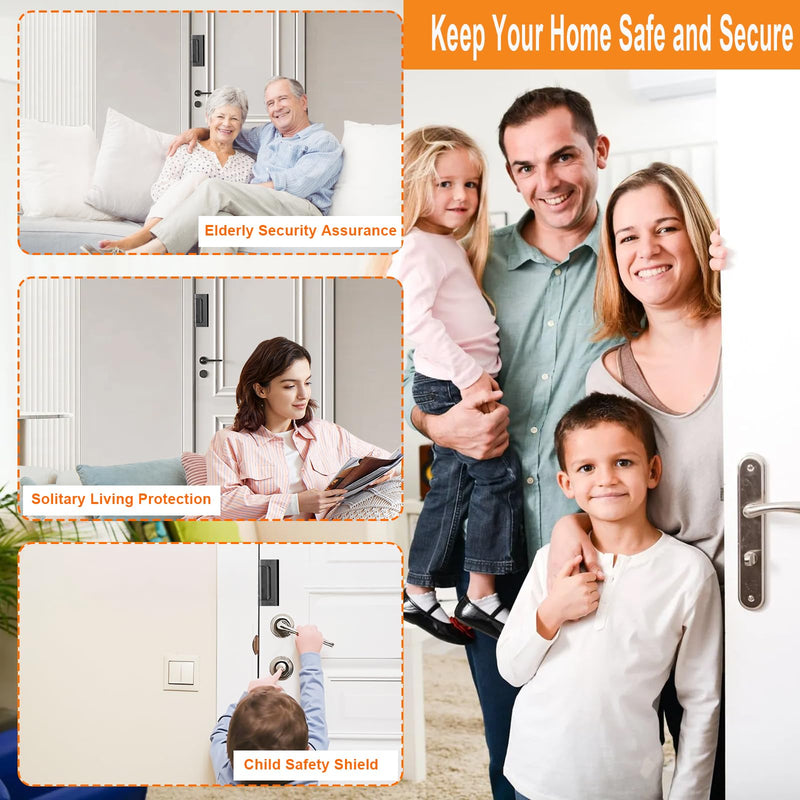 Home Security Door Reinforcement Lock, Upgraded Front Door Locks for Kids Safety Withstand 800 lbs, Child Proof Door Lock, Extra Door Lock from Inside Prevent Unauthorized Entry (2 Pack, Black) 2