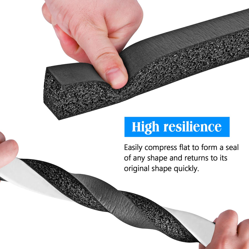 Foam Strips with Adhesive, 1 Inch Wide X 1 Inch Thick, Neoprene Weather Stripping High Density Closed Cell Foam Tape Seal for Doors and Windows Insulation, Total 13 Feet Long(6.5ft x 2 Rolls) 13Ft x1 in x 1 in
