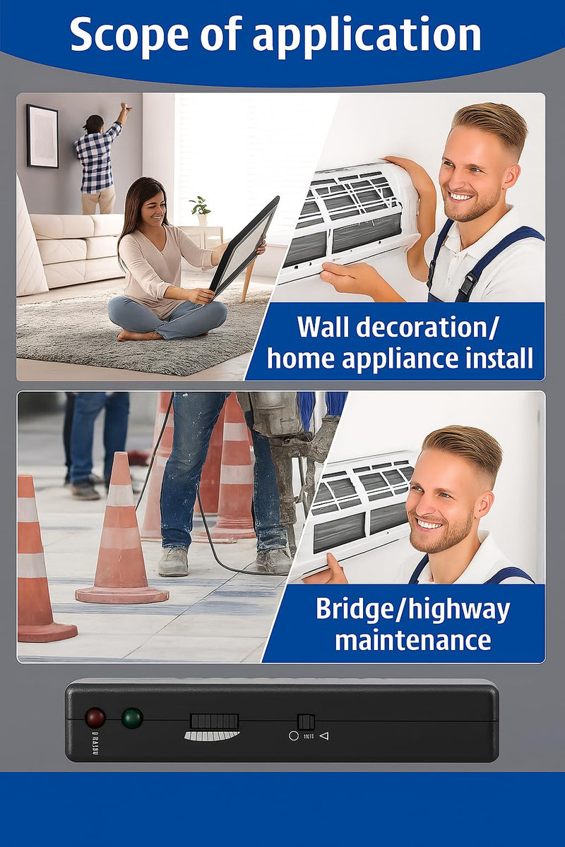 WPP123 Wall Scanner & Metal Detector – High-Sensitivity Stud Finder with Adjustable Alert – Detects Pipes, Wires & Studs – DIY & Professional Multifunction Tool – Durable Plastic (Black)