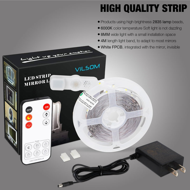 ViLSOM Led Vanity Mirror Lights Kit, 13ft/4M 240 LEDs Make-up Vanity Mirror Light for Vanity Makeup Table Set with Dimmer and Power Supply, Mirror not Included