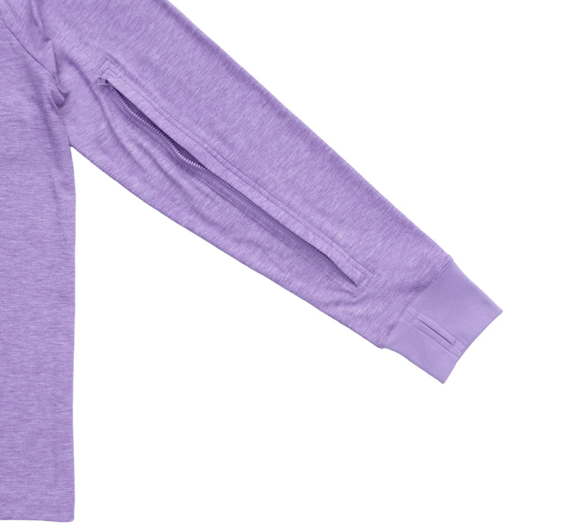 Adult Raglan and Sleeve Zip Access LS Tee Small Lilac