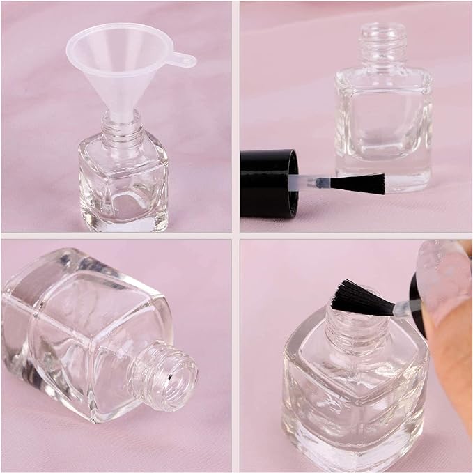 Diystyle 20pcs 4ml Nail Polish Bottles Empty Bottles Refill Cosmetic Storage Glass Black & Transparent - NewNest Australia