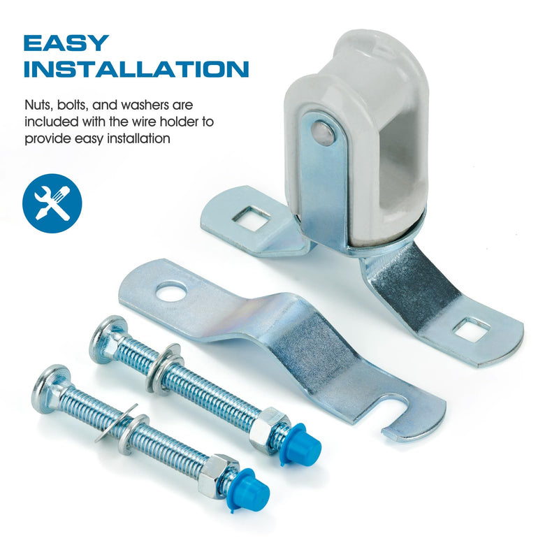 Heavy Duty Wire Holder, Porcelain Insulator with Adjustable Bracket, 1-1/4" - 3" (1)