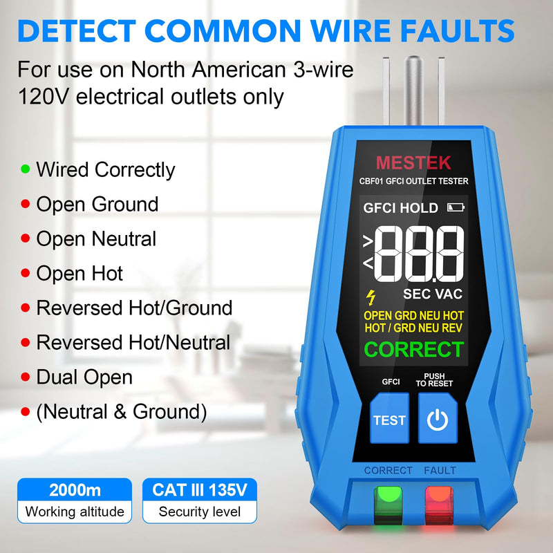 MESTEK Circuit Breaker Finder, Electrical Circuit Tracer Tool Kit with Integrated GFCI Outlet Tester, Works on AC 90-120V, Circuit Tester with Buzzer Alarm & Color LCD Display, Includes Carrying Case