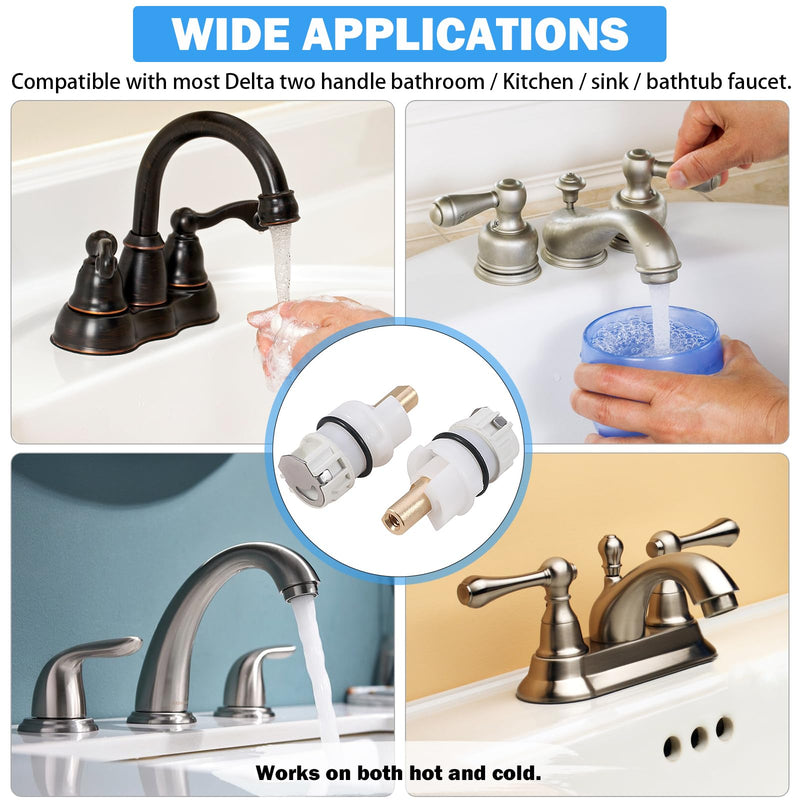RP25513 Faucet Stem Assembly Replacement with RP4993 Seats and Springs, Compatible with Delta Two-Handle Bathroom, Kitchen, and Tub Faucets, 1/4 Turn Stop Repair Kit (2-Pack)