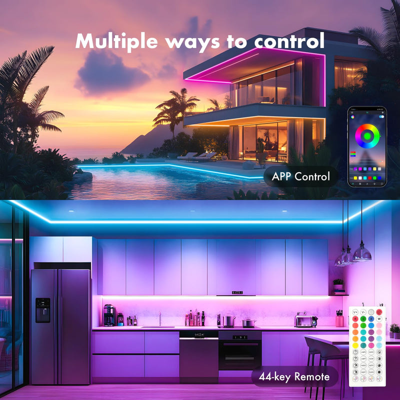 Neon Rope Lights, JIAMEI 20FT RGB LED Strip Lights, App Control, IR Remote, Music Syncing, Outdoor IP67 Waterproof, Flexible Neon Strip Lights Cuttable for Bedroom, Gaming, Party, Outdoors Decor