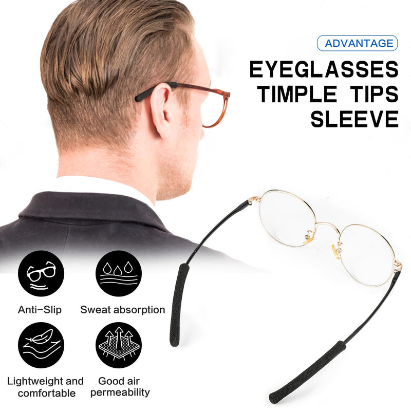 Eyeglasses Ear Cushions for Glasses Ear Cushion for Glasses Behind Ears Eye Glasses Ear Grippers Soft Knitting Cotton Eyeglasses Temple Tips Sleeve Glasses Arm Cushion Anti Slip ( 2 Pairs Black ) 1 A1 Black