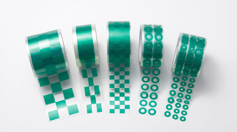 Caplugs PC01125 PC-SH Series - Powder Peel Green Discs, Squares, and Rectangles - Powder Coating, E-Coating, Anodizing, Green Polyester, Circle, 1.125" Disc Diameter, 500 Discs/Roll (SH-47208)