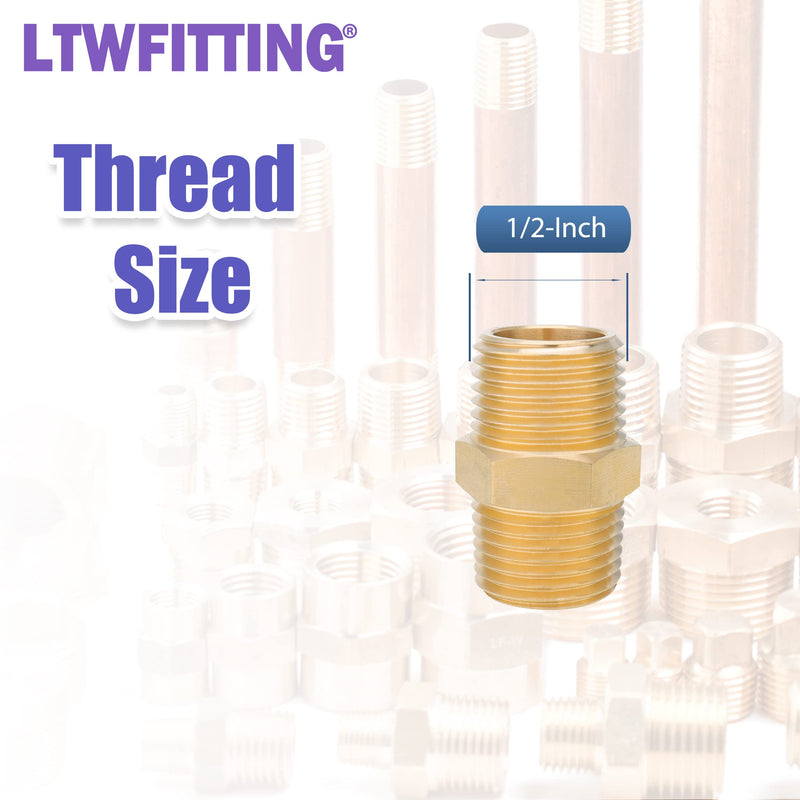 LTWFITTING Brass Hex Nipple Kit 1/8, 1/4, 3/8, 1/2, 3/4-Inch MPT (32pcs)