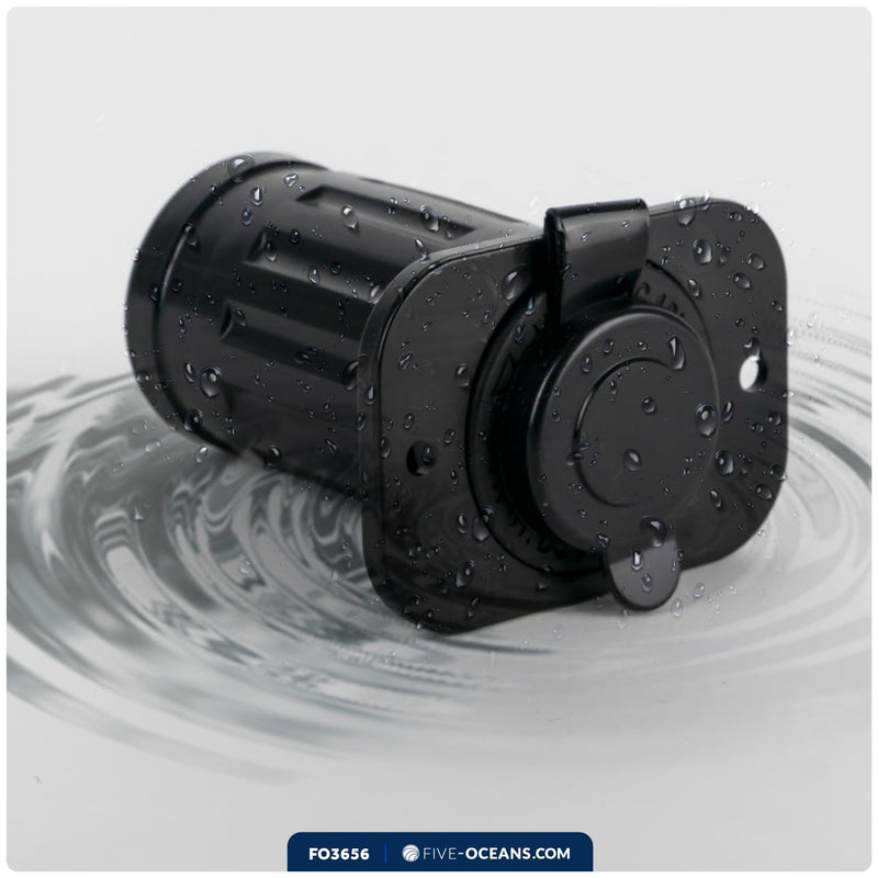 Five Oceans Marine Waterproof Dual Port USB Power Socket, 12 Volts - 24 Volts, UV-Stabilized ABS Plastic, Easy Installation, Sport, Pontoon, Fishing Boats, LED Power Indicator - FO3656