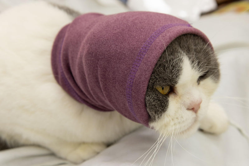 Cat Hematoma Ear Wrap, Cat Snood Anxiety Relief, Bath Accessories for Pet Grooming & Force Drying (Pail Lilac S) lilac purple Small