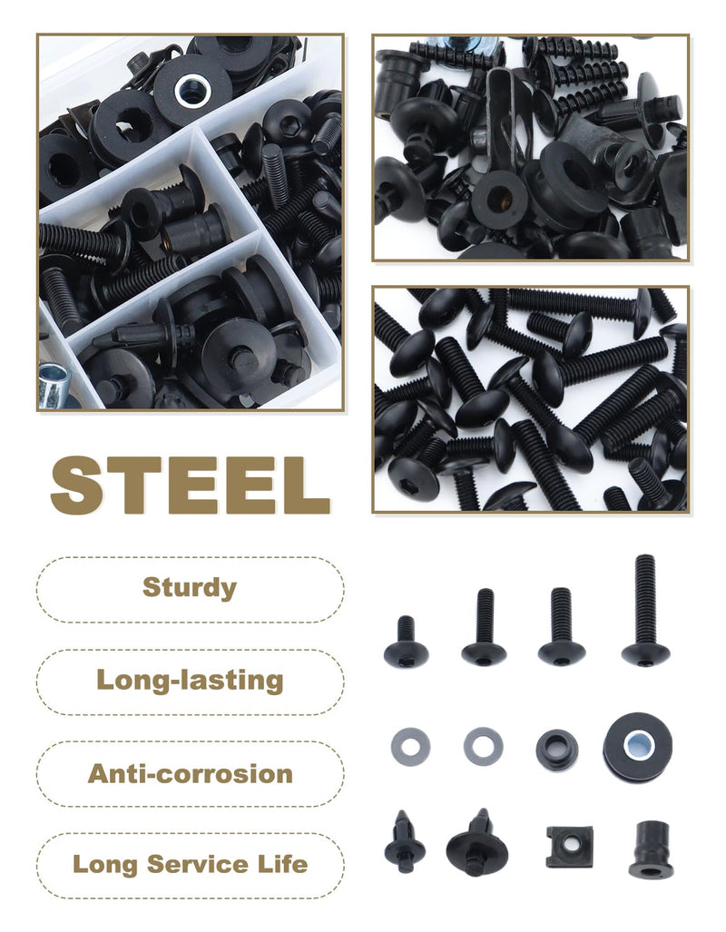 Full Sets Fairing Bolts Kit Compatible with YZF-R6 2006-2007 | Fit for YZF R6 Fairing Bolt Mounting Kits Cowling Screws Complete Cowling Screw Nut Fasteners Accessories