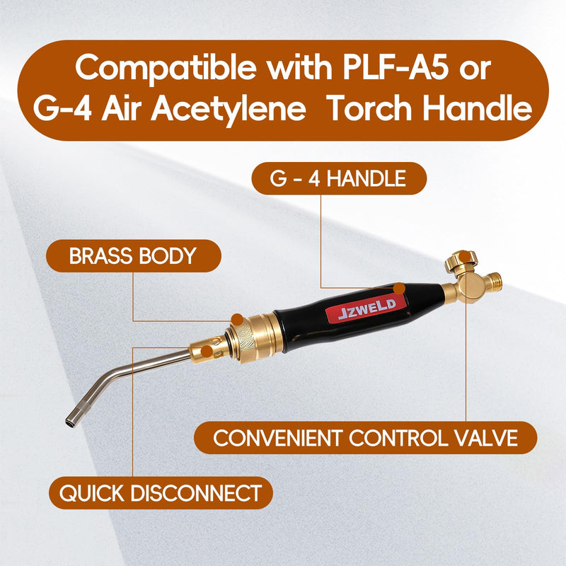 A-3 3/16" Air Acetylene Replacement Tip with Flint Striker for Turbo Torch G-4 /PLF–A5 Handles, Self Lighting Torch Tips, Light/Medium Duty Air Acetylene Swirl Quick Connector Flame Tip A-3