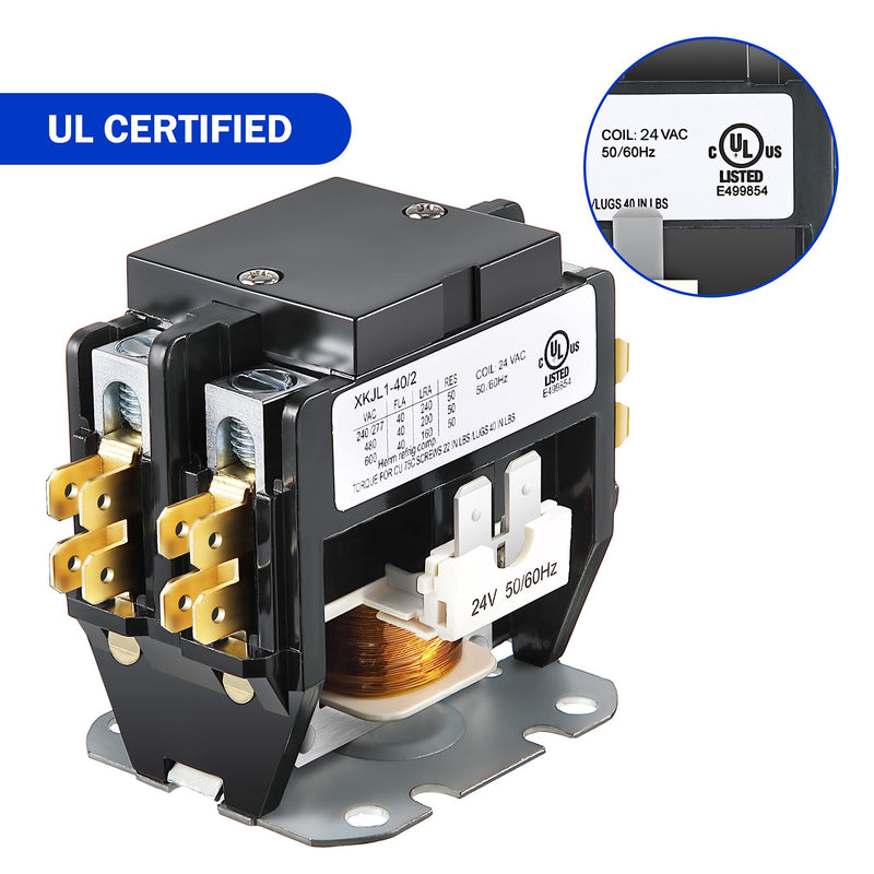 Dreyoo Carrier HVAC Motor Contactor, 24V 40 A Coil 2 Pole Replacement Relays Compatible with C230B, Air Conditioner, Heat Pump, Refrigeration Systems(1 Pcs) 1