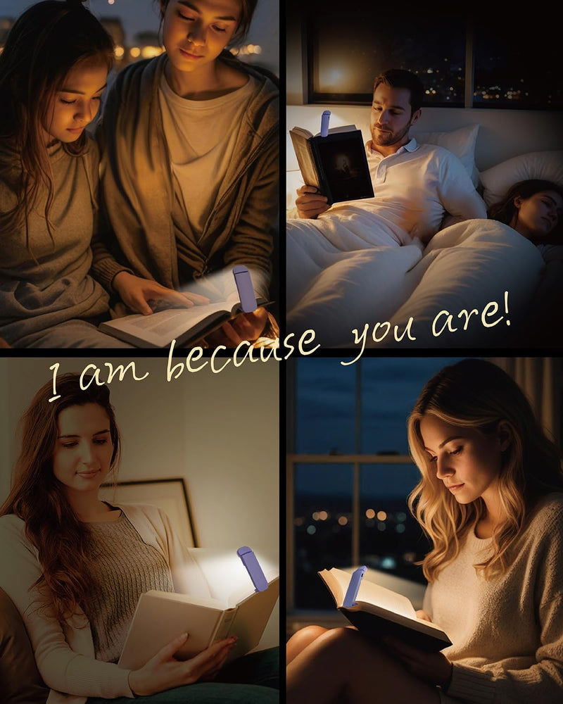Reading Book Light, Clip on Reading Light, Rechargeable Reading Light, Book Lights for Reading at Night in Bed, Reading Lights for Books in Bed, Book Reading Light Clip, Romantic Purple