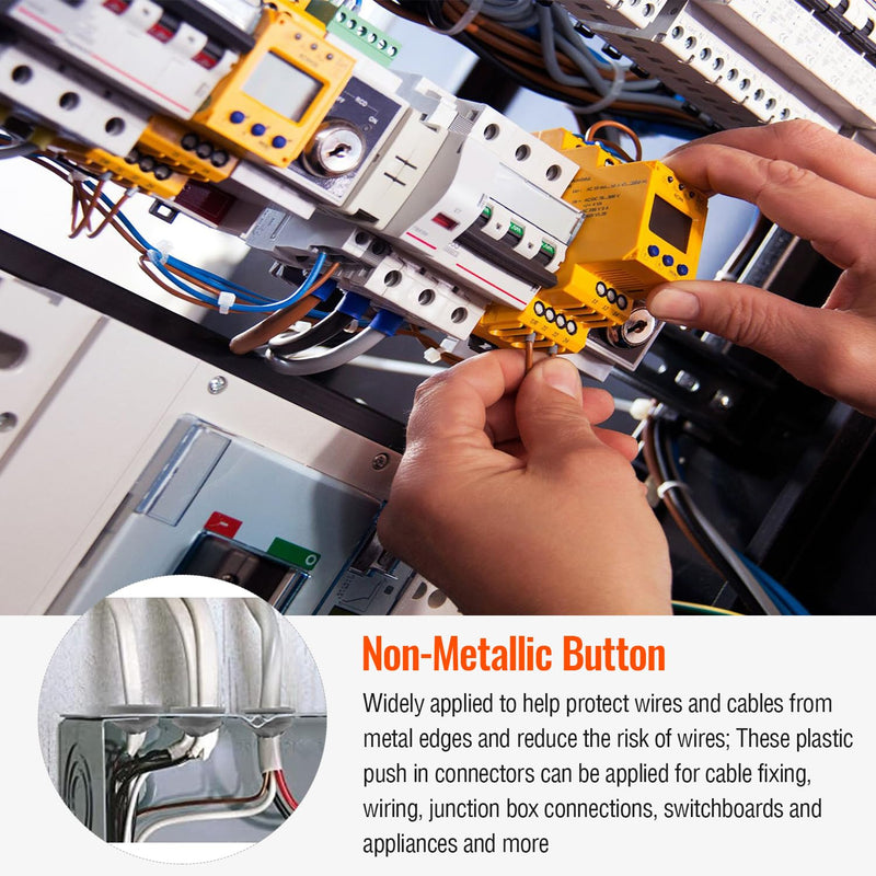 120 Pcs 3/8-1/2 Inch Electrical Box Cable Connectors, Non-Metallic Button Push in Wire Connectors, Electrical Conduit Fittings Junction Box Connector Gray, Fits for 1/2 Inch Knockouts 120
