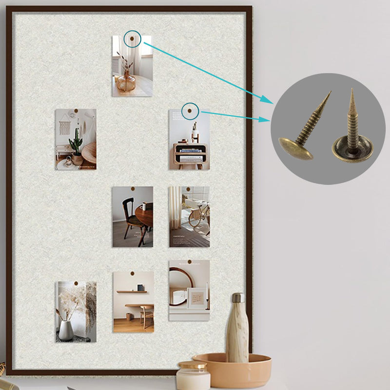 100 PCS Mini Upholstery Nails, 1/2" Decorative Furniture Tacks, Round Head Furniture Thumb Pushpins DIY Tacks with Threaded Leg for Sofa Bed Message Board Photo Walls, Bronze 1/2"-Bronze