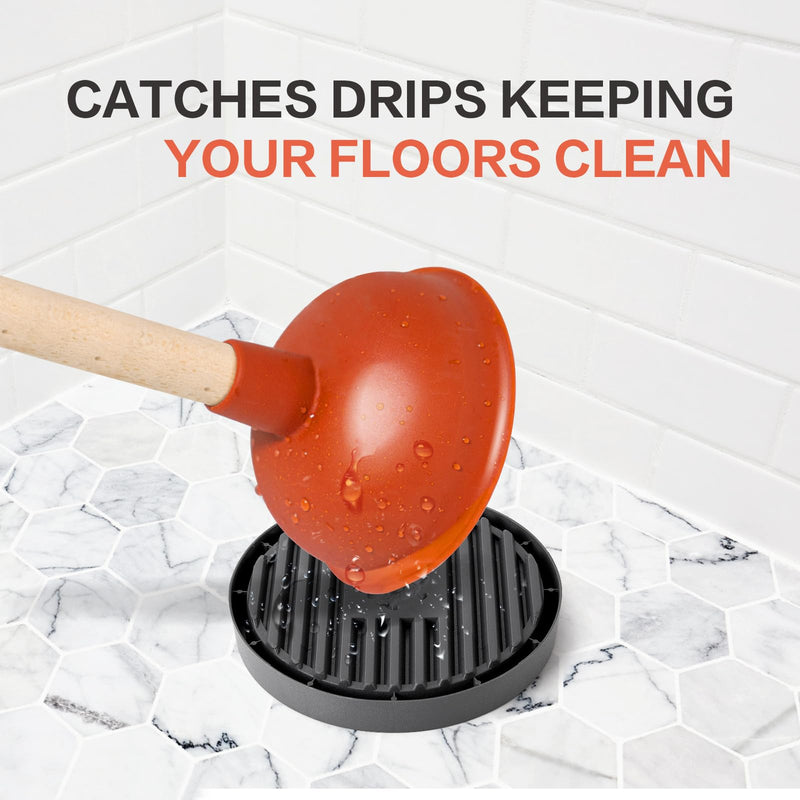 Plunger Tray 2pcs black - Plunger Mat Air Drying Mat for Toilet Plunger - Plunger Holder Catches Drips - Wicks Water from Plunger and Dries Quickly, toilet plunger holder only