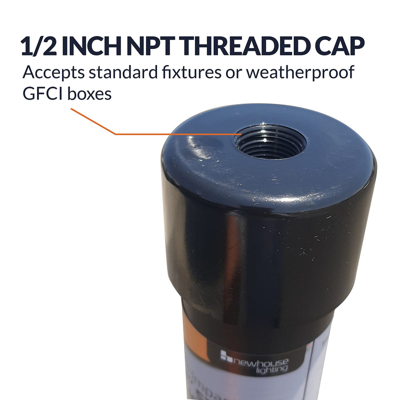 Newhouse Lighting MPOST17 2.5-Inch Outdoor Mounting Post with Cap and Stabilizing Wings for Landscape Flood Lights, Black, 17.63