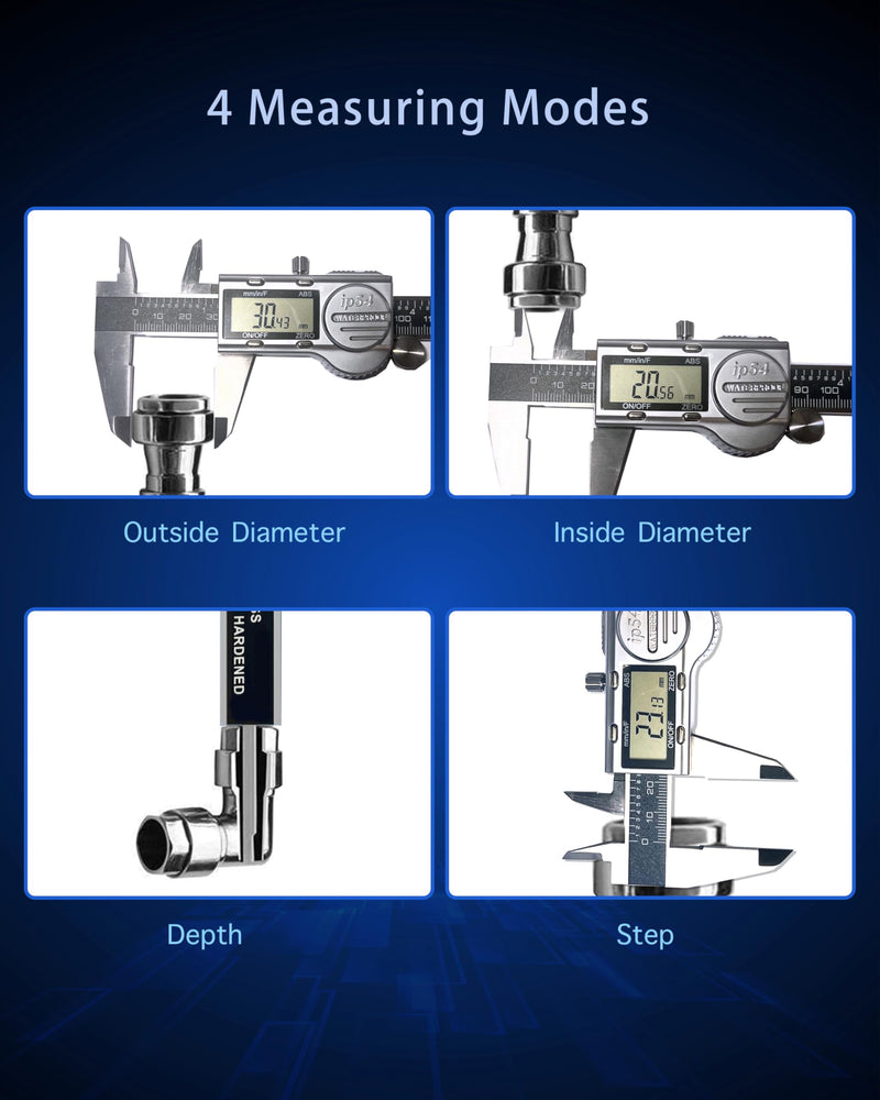 Digital Caliper Measuring Tool, 6 Inch with Feeler Gauges, IP54 Waterproof Stainless Steel, MM/Inch/Fraction, (ABS) Absolute Scale Calipers, Auto-Off LCD Micrometer Vernier Caliper
