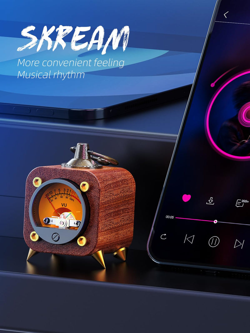 Wireless Audio Retro Analog VU Meter Sound Level Indicator DB Panel Display, VU Warm Back Light Audio Level Amp, VU Music Sync and Pickup Rhythm Ambient Lights-FVU1-M FVU01-M