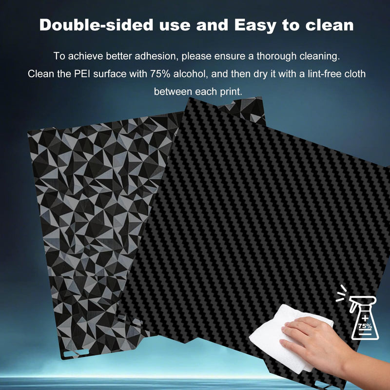 335x325mm 3D Printer Build Plate Smooth PEO+Smooth PET Spring Steel Sheet for Bambu Lab H2C/A2L Heated Bed (Carbon Fiber + Diamond Pattern) Smooth Diamond PEO+ Carbon Fiber PET 335x325mm
