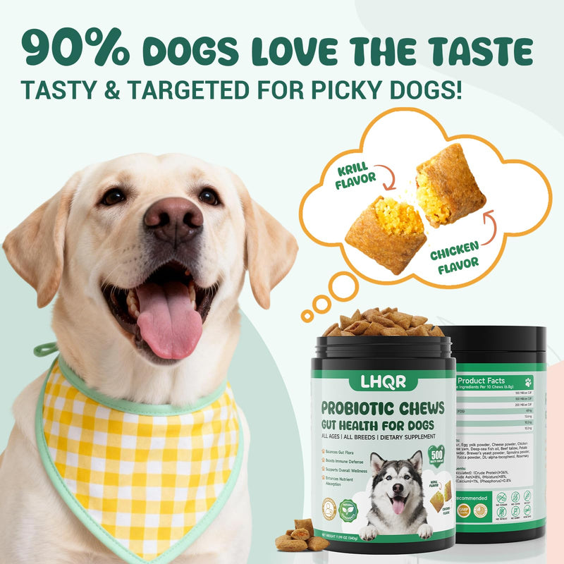 Probiotics for Dogs, Probiotic Chews for Dogs Supports Digestive Health and Immune Soft Chews for Gut Health Itchy Skin Diarrhea Gas Natural Supplement, 500ct Chicken Flavor