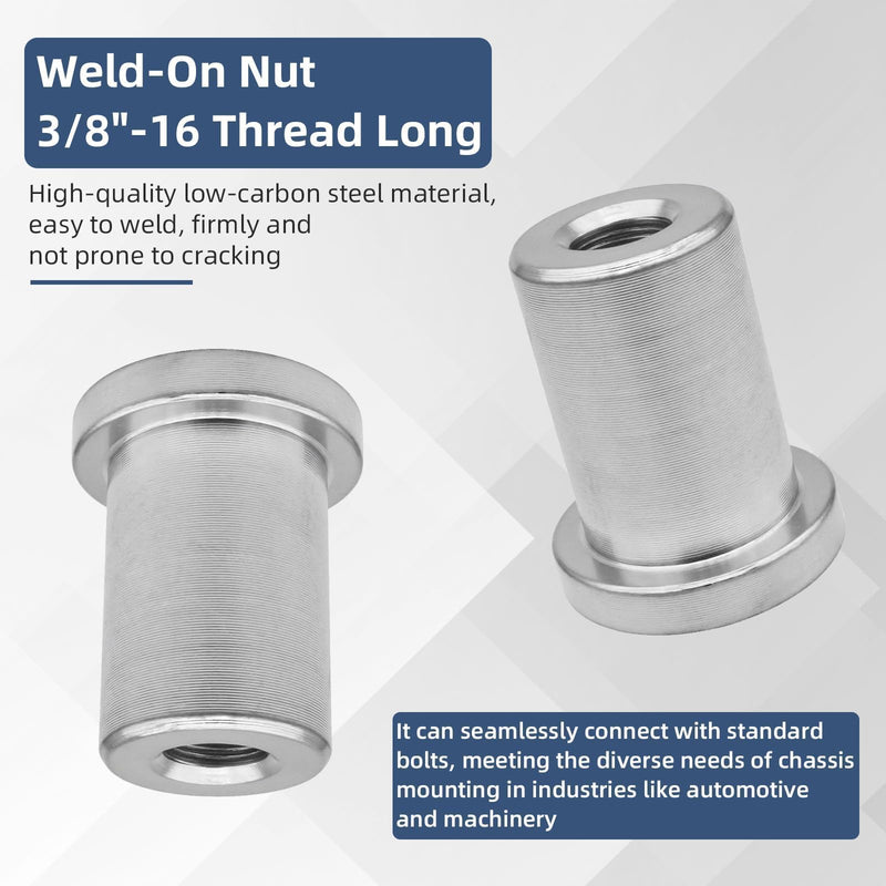 Weld On Nut,1/2"-13 Thread Long Threaded Stepped Female Weld Nut Steel Chassis Mount Tab (6pcs) 6-Pack 1/2"-13
