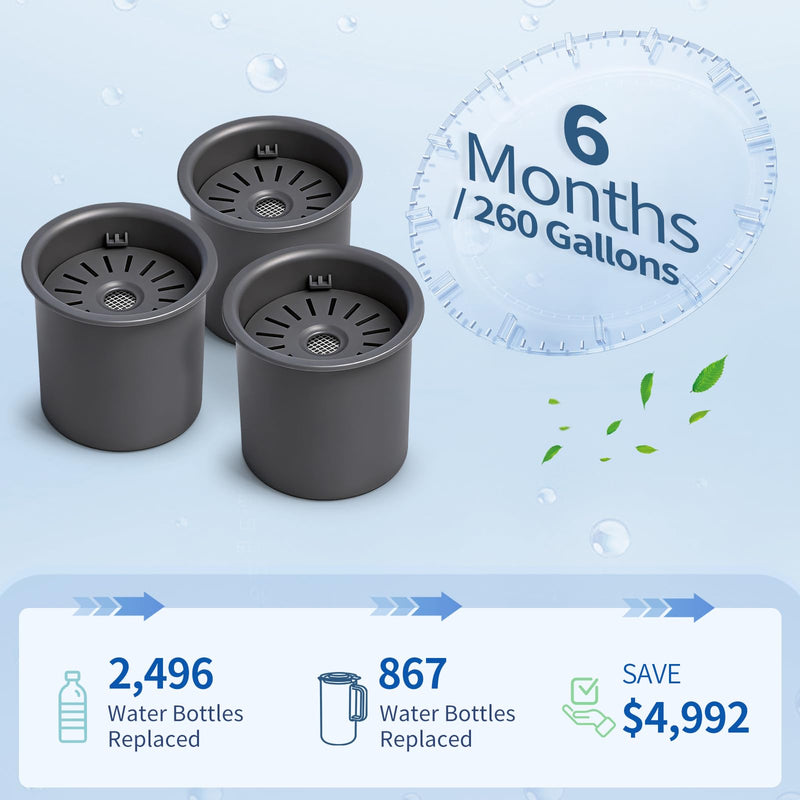 Remineralization Filter Compatible with Bluevua RO100ROPOT-Lite, 3-Pack